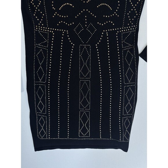 Say What Sweater Dress Womens Rayon Sexy Black W/ Gold Rhinestones Studded XL - Picture 3 of 10